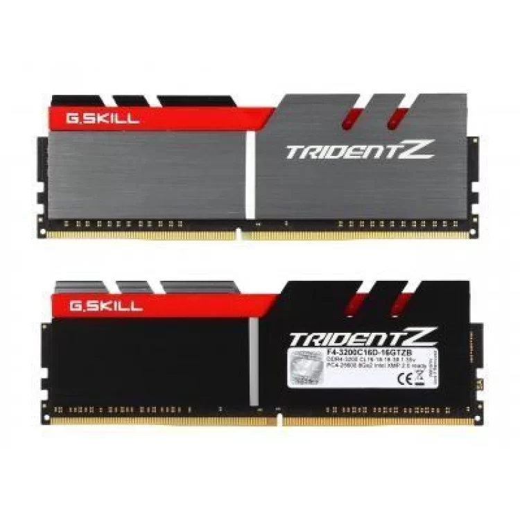 Модуль пам'яті для комп'ютера DDR4 16GB (2x8GB) 3200 MHz Trident Z Silver H/ Red G.Skill (F4-3200C16D-16GTZB) ціна 3 041грн - фотографія 2