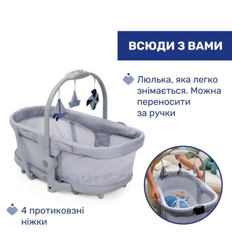 в продаже Кроватка Chicco Колыбель для новорожденного 5 в 1 Baby Hug Pro, серый (87076.40) - фото 3