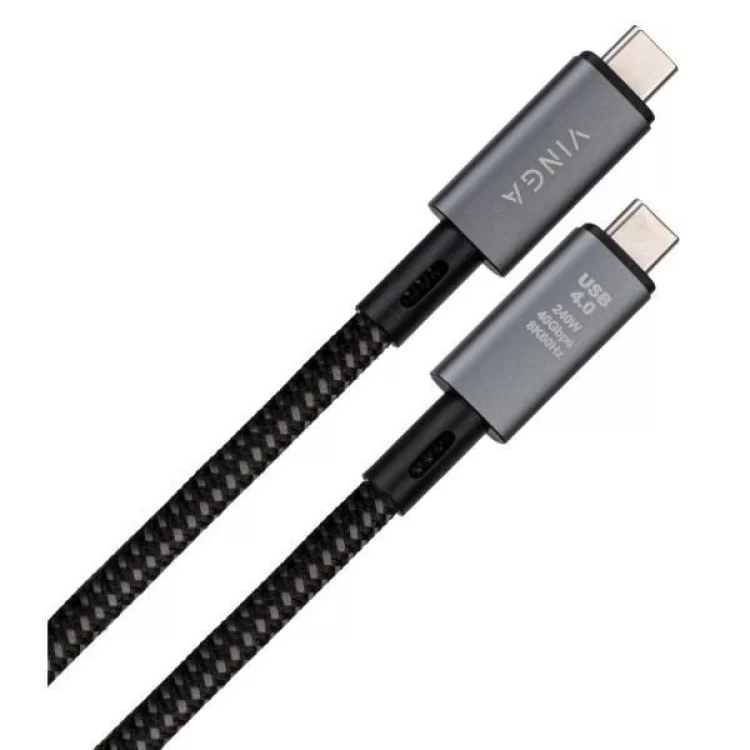 Дата кабель USB-C to USB-C 0.8m USB4 240W 40GBps 8K60Hz Nylon Vinga (VCPDCU4) ціна 599грн - фотографія 2