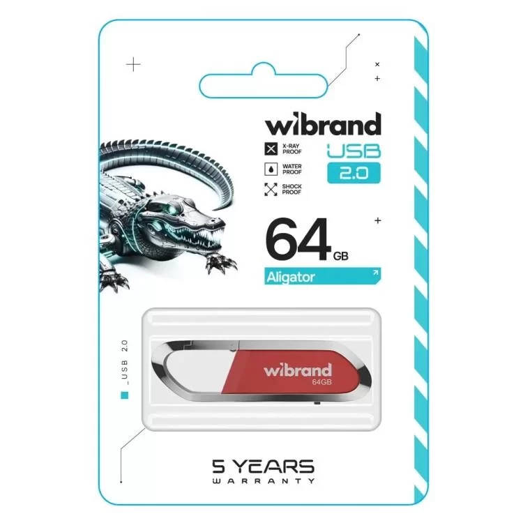 USB флеш накопичувач Wibrand 64GB Aligator Red USB 2.0 (WI2.0/AL64U7DR) ціна 338грн - фотографія 2