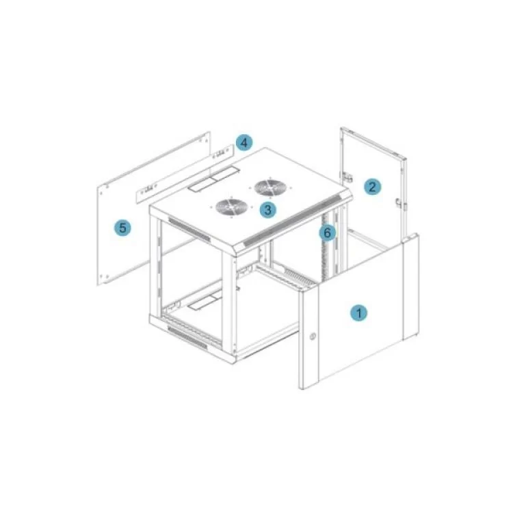 Шафа настінна Kingda 12U 19" 600x600 RAL9004 (KD-007-6612) - фотографія 2