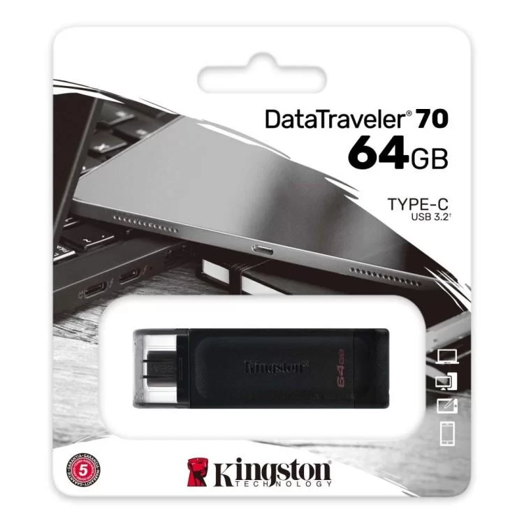 в продажу USB флеш накопичувач Kingston 64GB DataTraveler 70 USB 3.2 / Type-C (DT70/64GB) - фото 3