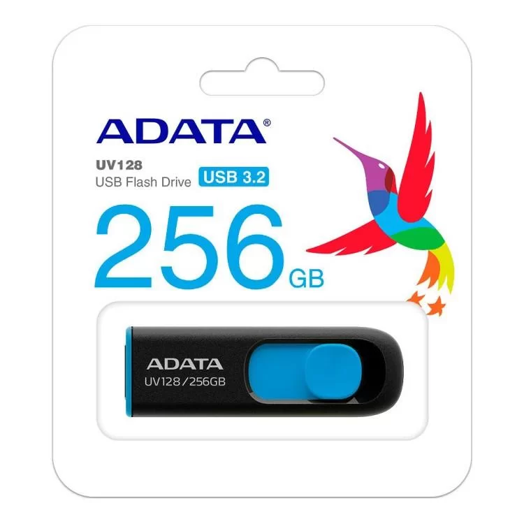 продаем USB флеш накопитель ADATA 256GB UV128 Black/Blue USB 3.2 (AUV128-256G-RBE) в Украине - фото 4