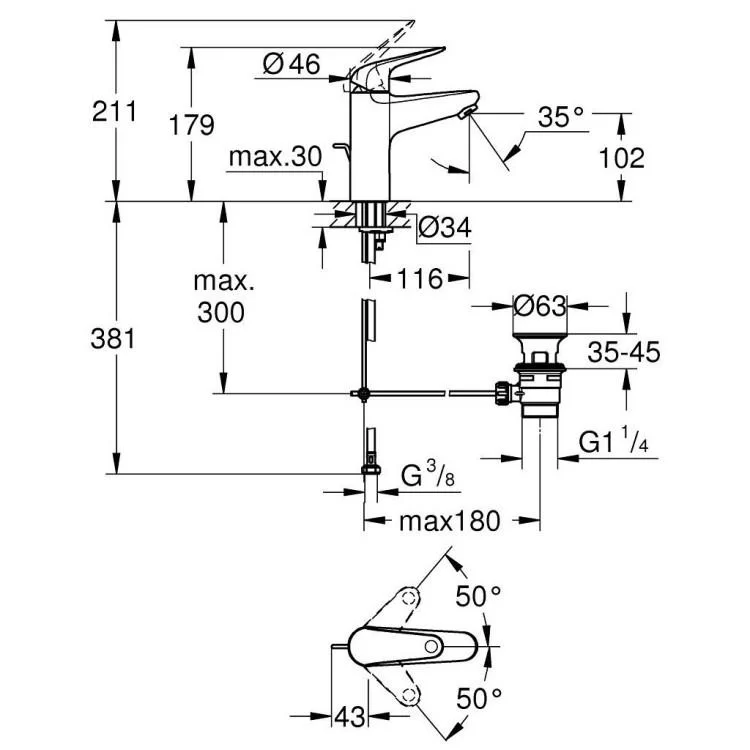 продаємо Змішувач Grohe M-Size Euroeco (24265001) в Україні - фото 4