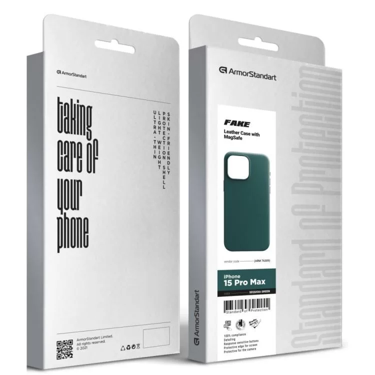 Чехол для мобильного телефона Armorstandart FAKE Leather Case Apple iPhone 15 Pro Max Sequoia Green (ARM76309) отзывы - изображение 5