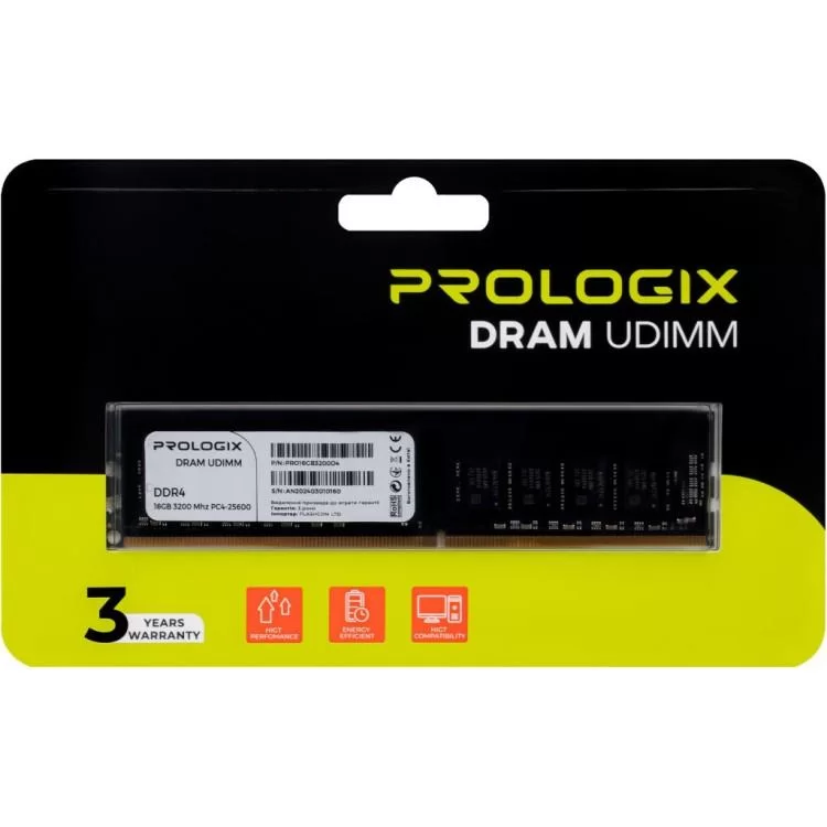 продаємо Модуль пам'яті для комп'ютера DDR4 16GB 3200 MHz Prologix (PRO16GB3200D4) в Україні - фото 4
