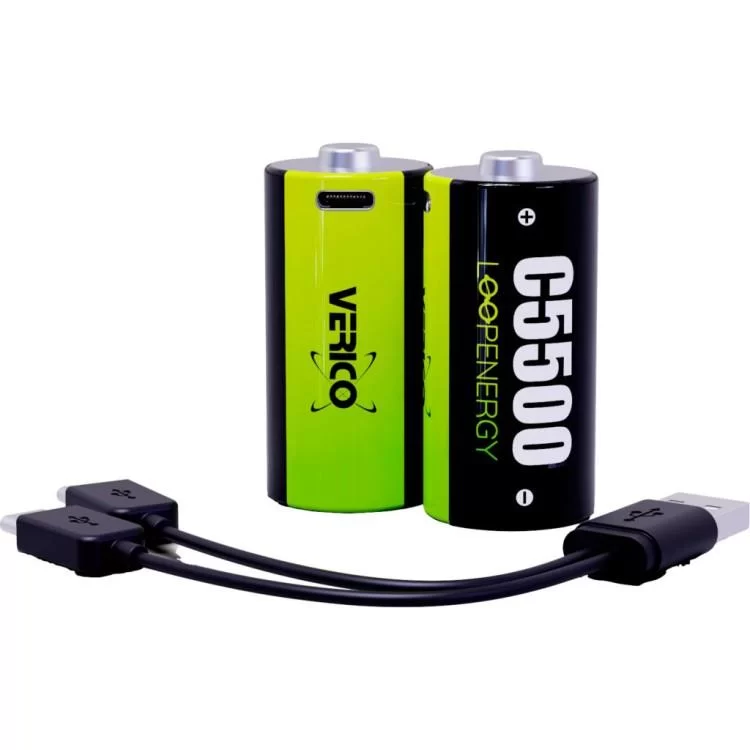 Акумулятор Verico C/R14 USB Type-C 3700mAh 1.5V Li-ion * 2 (LoopEnergy) (1BTOV-A4N0A2-NN) ціна 1 275грн - фотографія 2