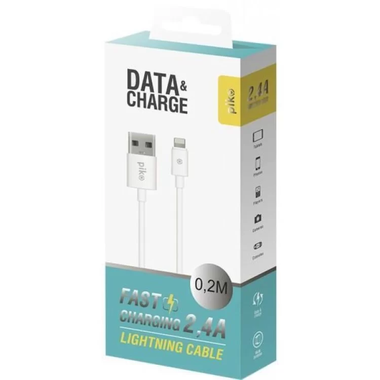 Дата кабель USB 2.0 AM to Lightning 0.2m white Piko (1283126493836) цена 162грн - фотография 2