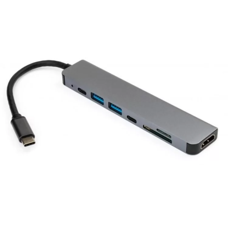 Концентратор Vinga Type-C to 4K HDMI+2*USB3.0+SD+TF+PD+USB-C 3.1 Gen1 aluminium (VCPHTC7AL) ціна 1 245грн - фотографія 2