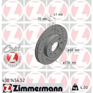 Гальмівний диск ZIMMERMANN 430.1454.52