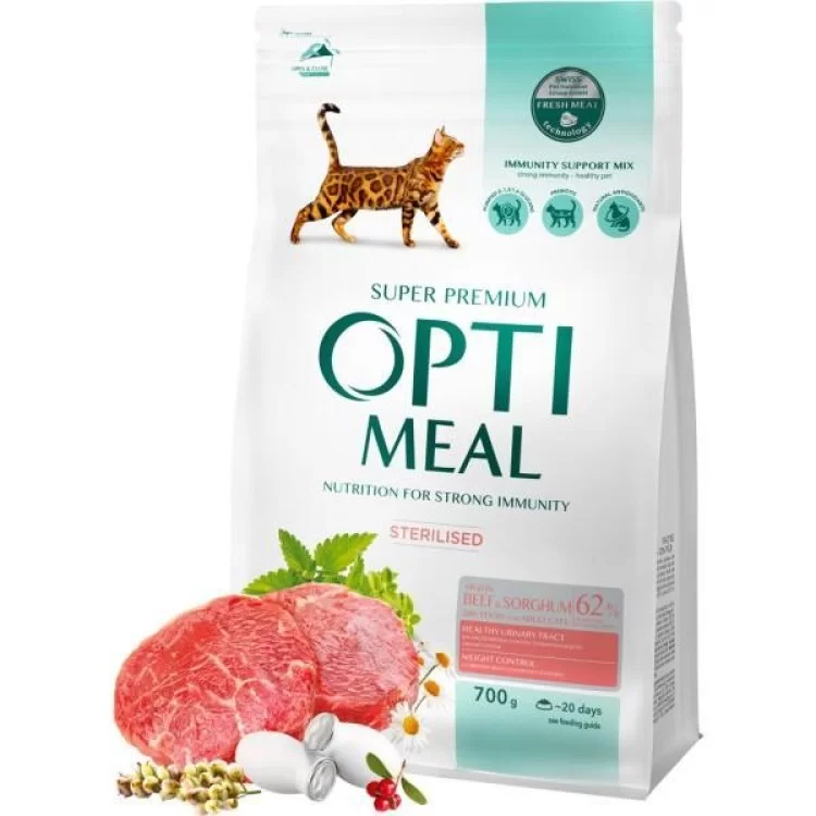 Сухой корм для кошек Optimeal для стерилизованных/кастрированных с высоким содержанием говядины и сорго 700 г (4820215369640) - фото 9