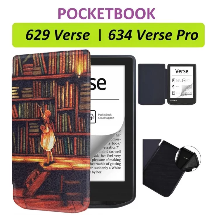 Чохол до електронної книги BeCover Smart Case PocketBook 629 Verse / 634 Verse Pro 6" Library Girl (710975) - фото 9