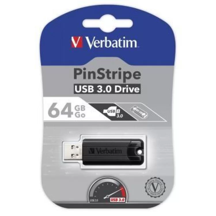 USB флеш накопичувач Verbatim 64GB PinStripe Black USB 3.0 (49318) відгуки - зображення 5