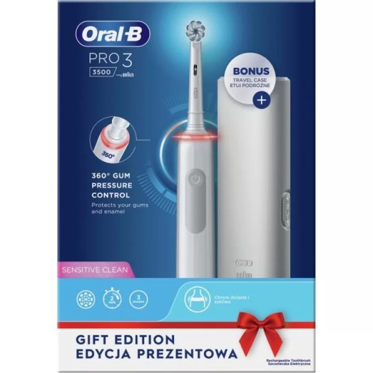 Электрическая зубная щетка Oral-B Pro 3 3500 D505.513.3X WT (4210201395539) цена 4 476грн - фотография 2