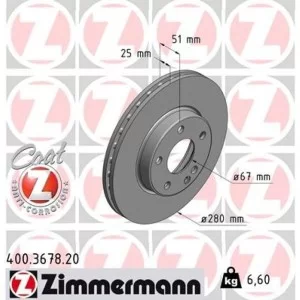 Гальмівний диск ZIMMERMANN 400.3678.20