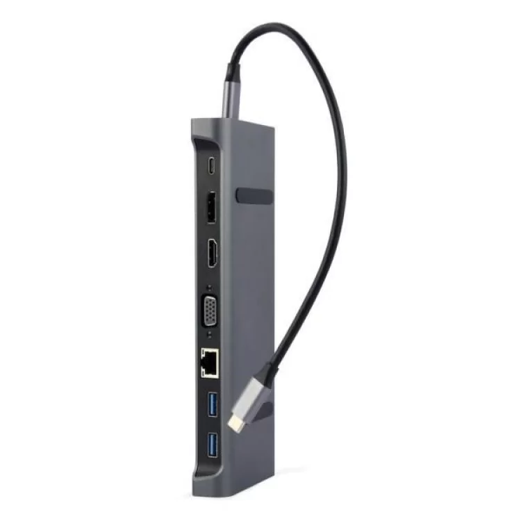 Концентратор Cablexpert USB-C 9-in-1 (USB-hub + HDMI/VGA/PD/CR/LAN/3.5mm) (A-CM-COMBO9-02) ціна 4 588грн - фотографія 2