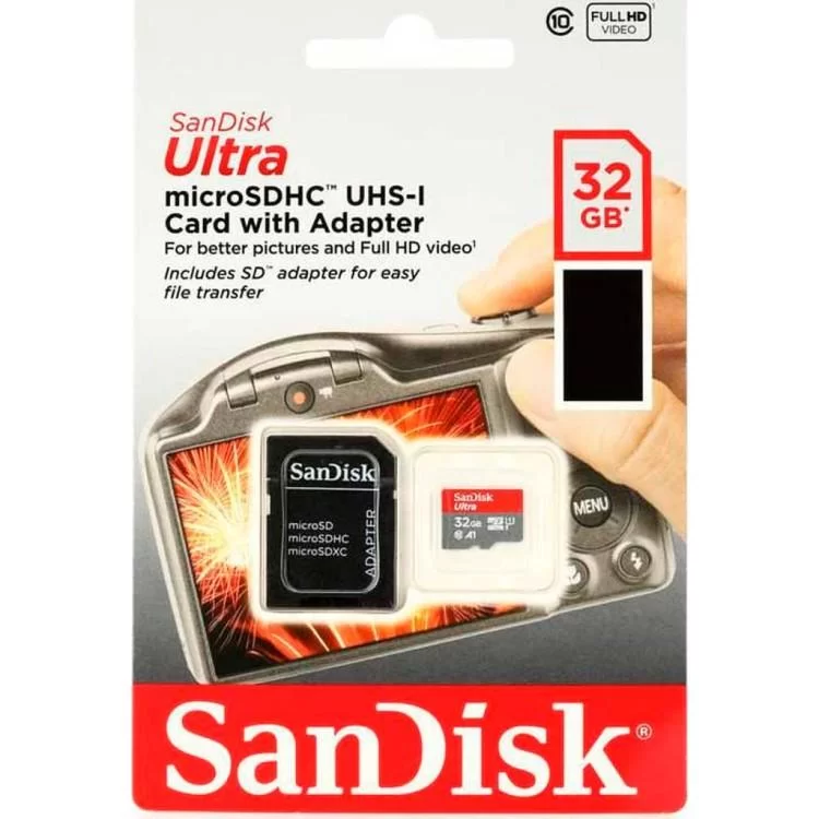 в продажу Карта пам'яті SanDisk 32GB microSDHC class 10 UHS-I A1 (SDSQUA4-032G-GN6IA) - фото 3