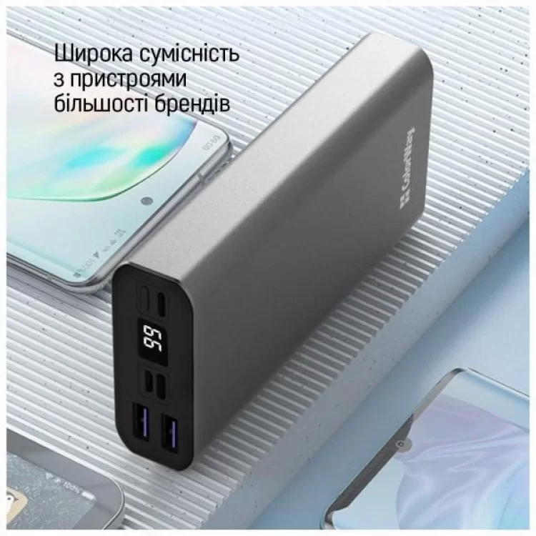 Батарея универсальная ColorWay 20 000 mAh PD/20W, QC/3.0, USB-C/Micro-USB/Lightning/USB-A max.22.5W Gray (CW-PB200LPH3GR-PDD) - фото 12