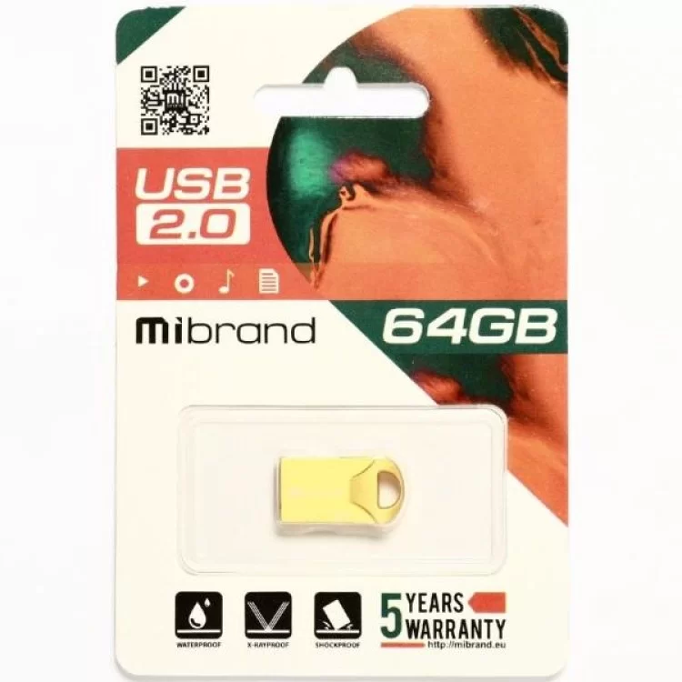 USB флеш накопичувач Mibrand 64GB Hawk Gold USB 2.0 (MI2.0/HA64M1G) ціна 397грн - фотографія 2