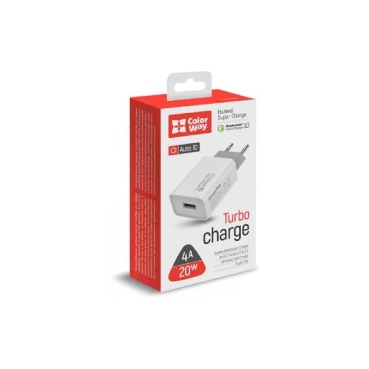 Зарядний пристрій ColorWay 1USB Huawei Super Charge/Quick Charge 3.0, 4A (20W) (CW-CHS014Q-WT) інструкція - картинка 6