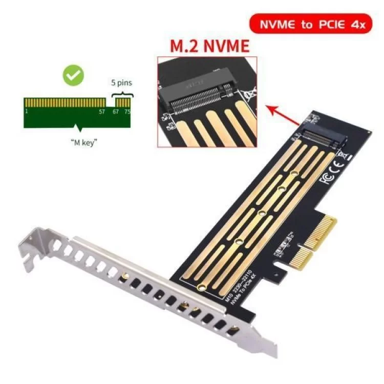 Контролер Dynamode M.2 SSD NVMe M-Key to PCI-E 3.0 x4/ x8/ x16, full profile br (PCI-Ex4- M.2 M-key) характеристики - фотографія 7