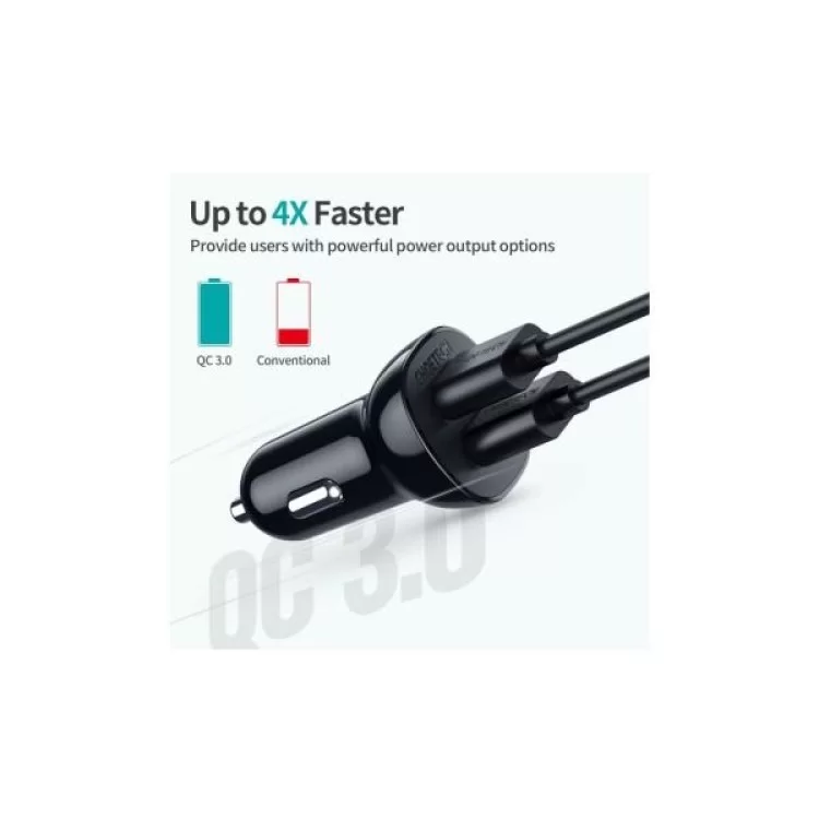 Зарядное устройство Choetech car 2хUSB-A 36W QC black (C0051-BK) отзывы - изображение 5