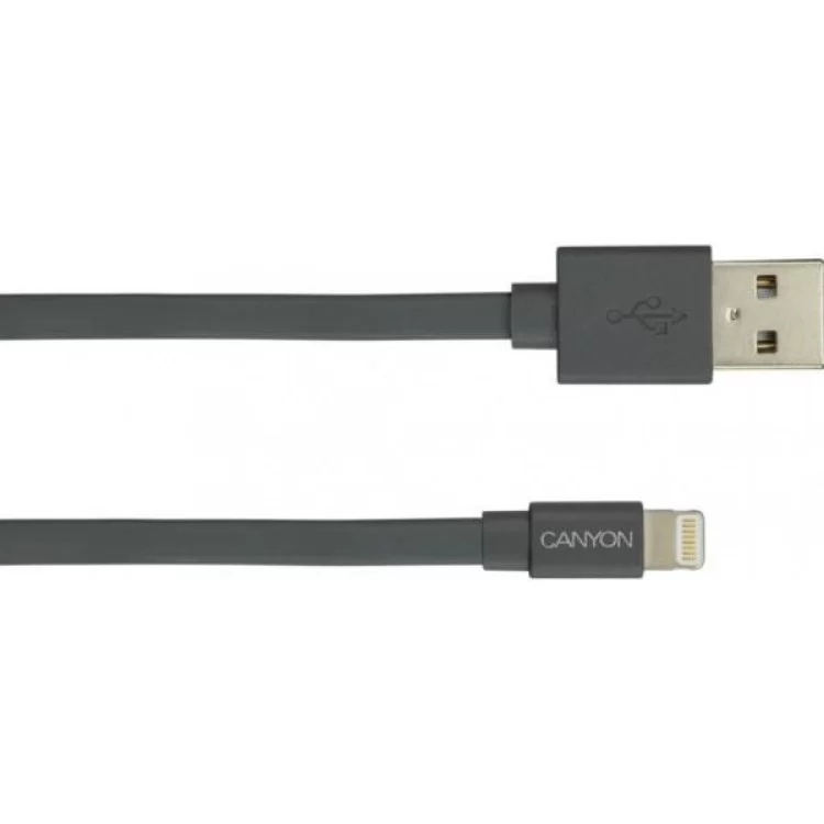 Дата кабель USB 2.0 AM to Lightning 1.0m MFI flat Dark gray Canyon (CNS-MFIC2DG) ціна 749грн - фотографія 2