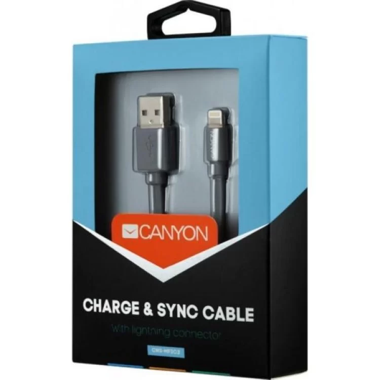 в продажу Дата кабель USB 2.0 AM to Lightning 1.0m MFI flat Dark gray Canyon (CNS-MFIC2DG) - фото 3