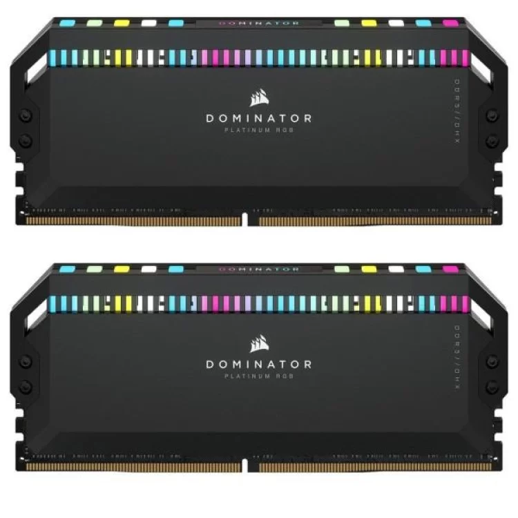 Модуль пам'яті для комп'ютера DDR5 64GB (2x32GB) 6000 MHz Dominator Platinum RGB Black Corsair (CMT64GX5M2B6000C30)