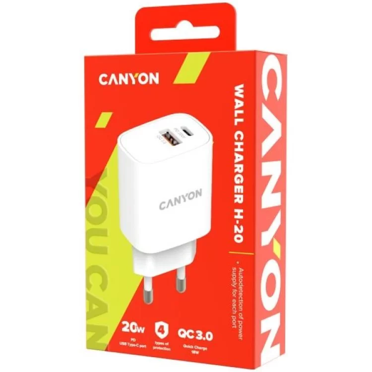 в продажу Зарядний пристрій Canyon PD 20W/QC3.0 18W (CNE-CHA20W04) - фото 3