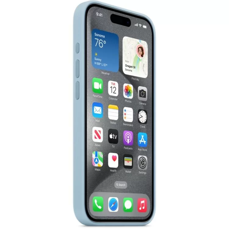 Чохол до мобільного телефона Apple iPhone 15 Pro Silicone Case with MagSafe - Light Blue,Model A3125 (MWNM3ZM/A) ціна 3 779грн - фотографія 2