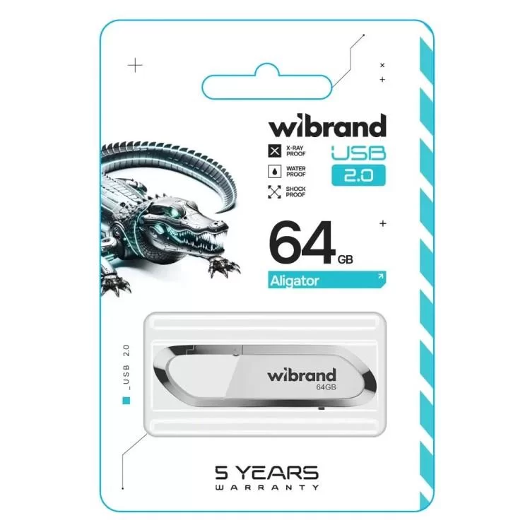USB флеш накопитель Wibrand 64GB Aligator White USB 2.0 (WI2.0/AL64U7W) цена 338грн - фотография 2