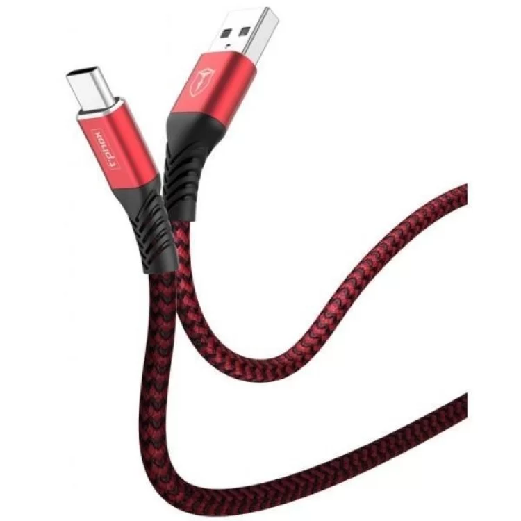 Дата кабель USB 2.0 AM to Type-C 1.0m Jagger T-C814 Red T-Phox (T-C814 red) ціна 366грн - фотографія 2