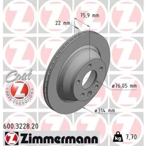 Тормозной диск ZIMMERMANN 600.3228.20