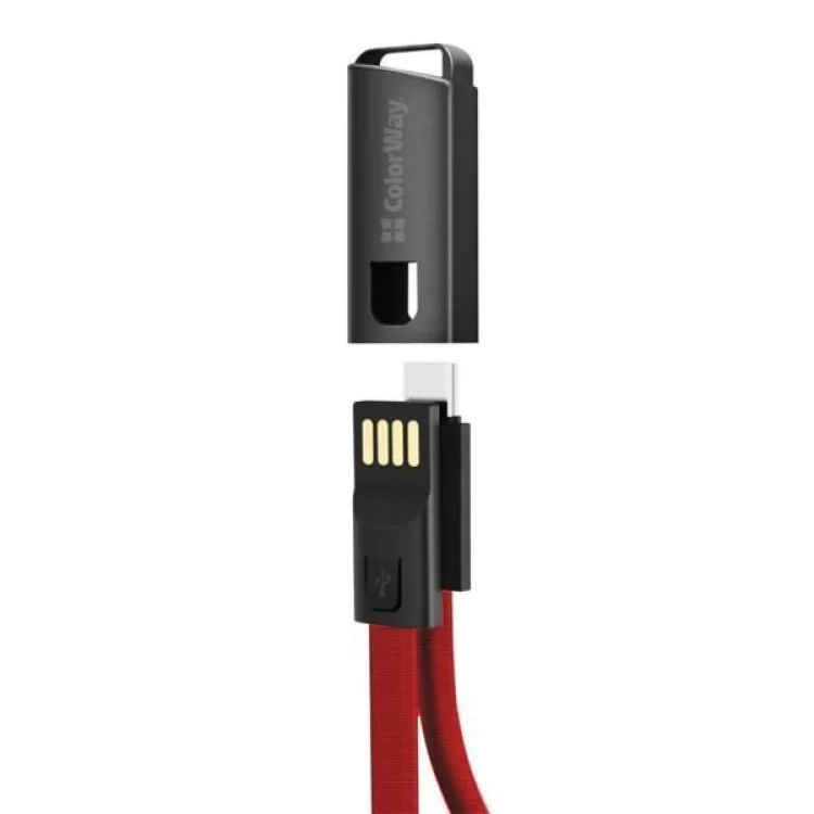 Дата кабель USB 2.0 AM to Type-C 0.22m red ColorWay (CW-CBUC023-RD) ціна 134грн - фотографія 2
