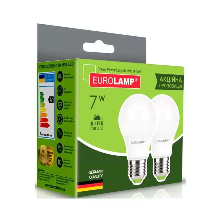 в продаже Лампочка Eurolamp LED A60 7W E27 4000K 220V акция 1+1 (MLP-LED-A60-07274(E)) - фото 3