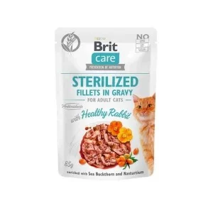 Вологий корм для кішок Brit Care Cat pouch для стерилізованих 85 г (кролик у соусі) (8595602540488)
