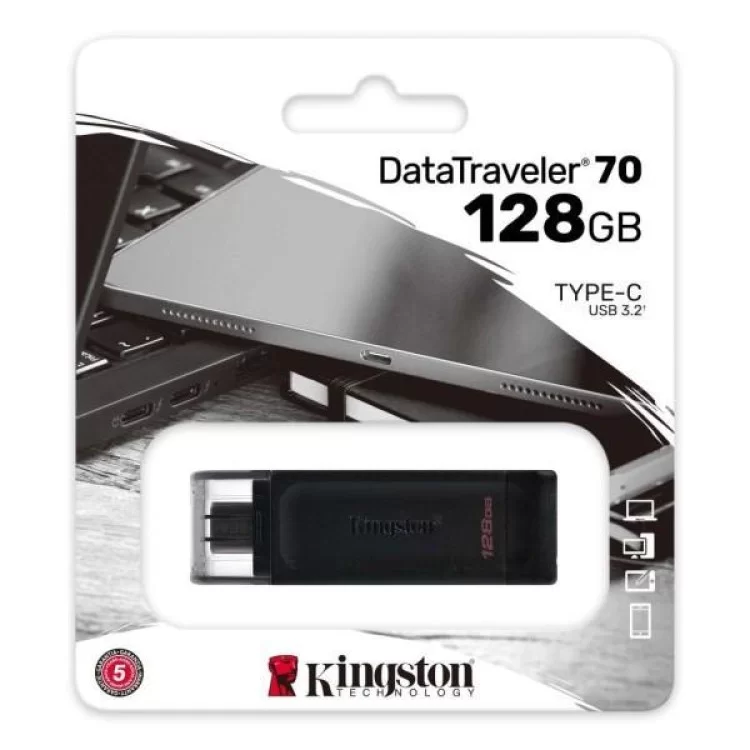 в продажу USB флеш накопичувач Kingston 128GB DataTraveler 70 USB 3.2 / Type-C (DT70/128GB) - фото 3