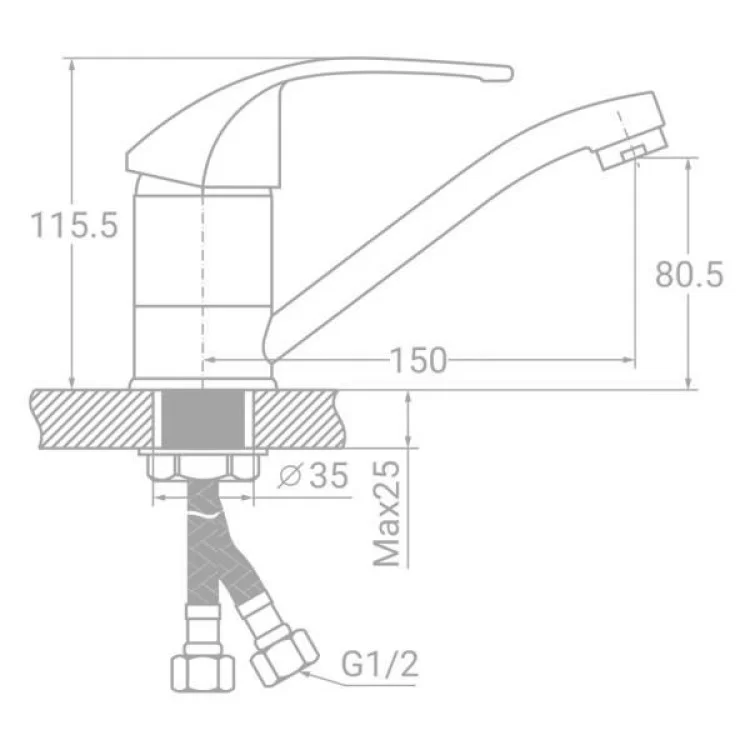 Смеситель TAU SM-1B144C (9843100) цена 997грн - фотография 2