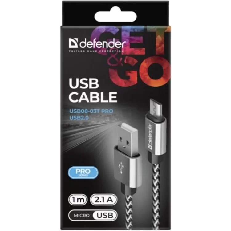 продаємо Дата кабель USB 2.0 AM to Micro 5P 1.0m USB08-03T PRO white Defender (87803) в Україні - фото 4