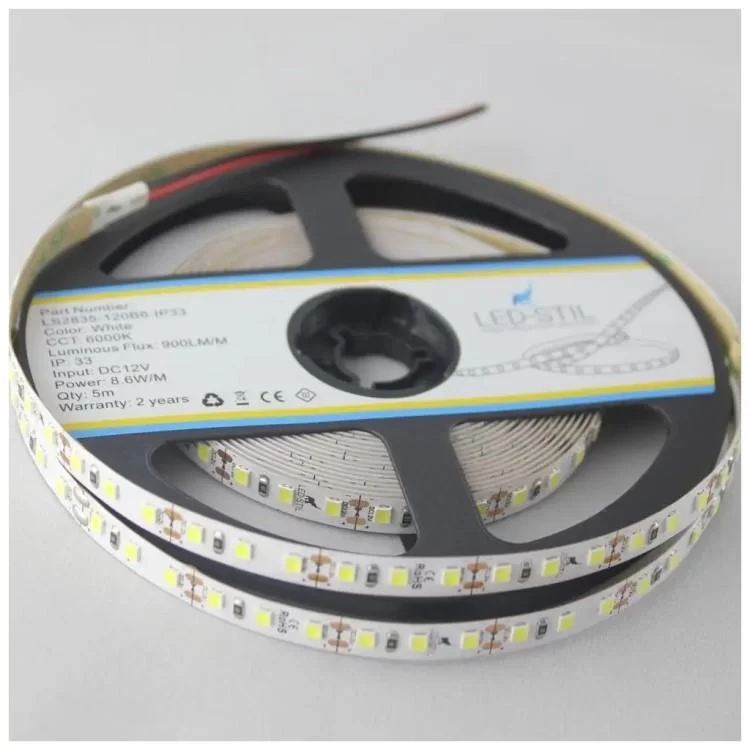 Светодиодная лента LED-STIL 6000K 8,6 Вт/м 2835 120 діодів IP33 12 Вольт 900 lm (LS2835-120B6-IP33) цена 998грн - фотография 2