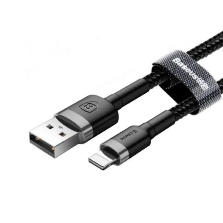 Дата кабель USB 2.0 AM to Lightning 0.5m Cafule 2.4A grey+black Baseus (CALKLF-AG1) цена 149грн - фотография 2