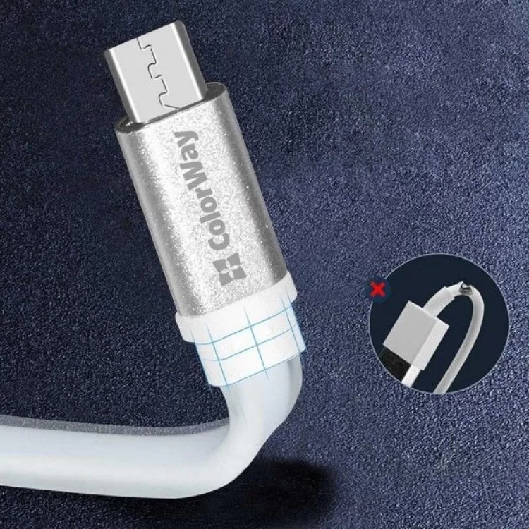 Дата кабель USB 2.0 AM to Micro 5P 0.25m white ColorWay (CW-CBUM-MUM25W) характеристики - фотографія 7