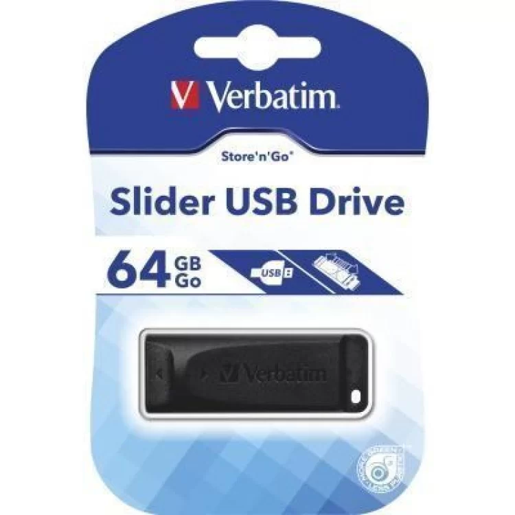 USB флеш накопичувач Verbatim 64GB Slider Black USB 2.0 (98698) відгуки - зображення 5