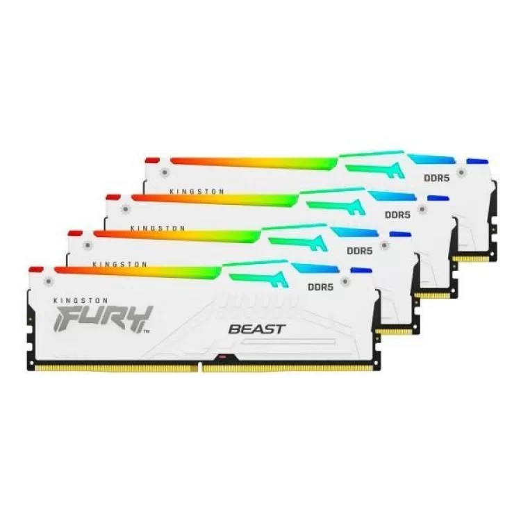 в продажу Модуль пам'яті для комп'ютера DDR5 128GB (4x32GB) 5600 MHz FURY Beast RGB White Kingston Fury (ex.HyperX) (KF556C40BWAK4-128) - фото 3