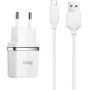 Зарядний пристрій HOCO C12 Smart dual USB (Micro cable)charger set White (6957531047773)