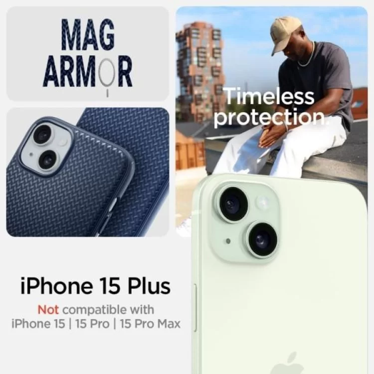 Чехол для мобильного телефона Spigen Apple iPhone 15 Plus Mag Armor MagFit Navy Blue (ACS06672) отзывы - изображение 5