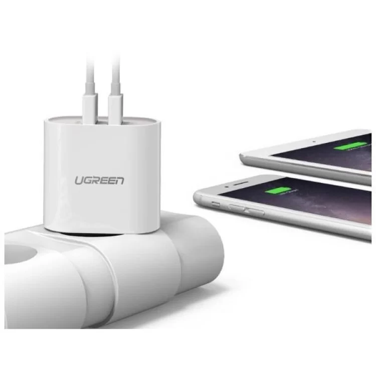 Зарядний пристрій Ugreen CD104 2xUSB 3.4A Charger (White) (20384) відгуки - зображення 5