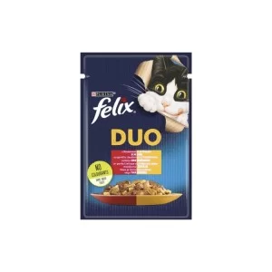 Влажный корм для кошек Purina Felix Fantastic Duo с говядиной и птицей кусочки в желе 85 г (7613287027597)