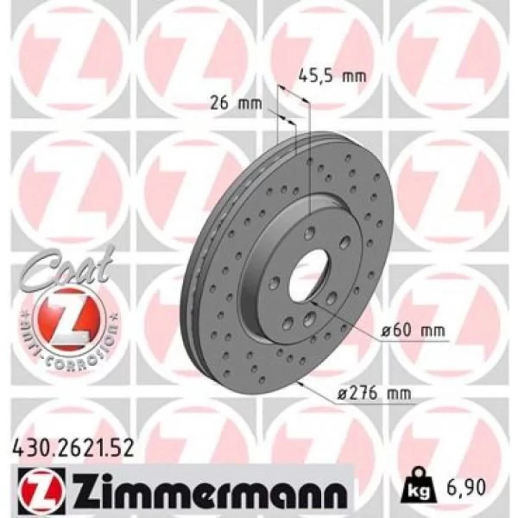 Гальмівний диск ZIMMERMANN 430.2621.52